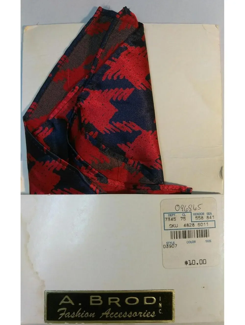 Vintage 70s 80s Men's Houndstooth Handkerchief Hankie Royal Blue Burgundy Red